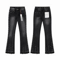 Men's Purple Vintage Distressed Stretch Denim Jeans Size:30-38 (5)