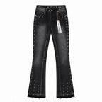 Men's Purple Vintage Distressed Stretch Denim Jeans Size:30-38 (5)