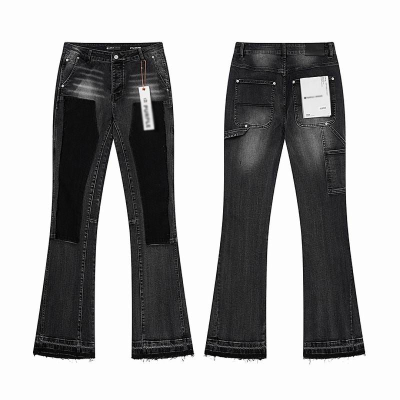Men's Purple Vintage Distressed Stretch Denim Jeans Size:30-38 (4)