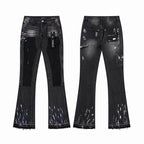 Men's Purple Vintage Distressed Stretch Denim Jeans Size:30-38 (3)