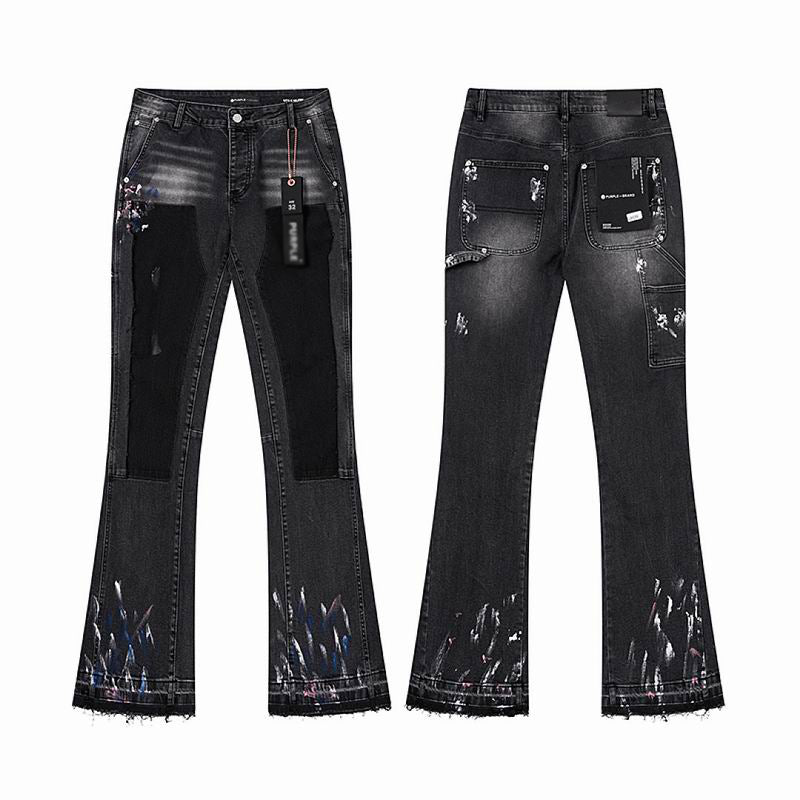 Men's Purple Vintage Distressed Stretch Denim Jeans Size:30-38 (3)